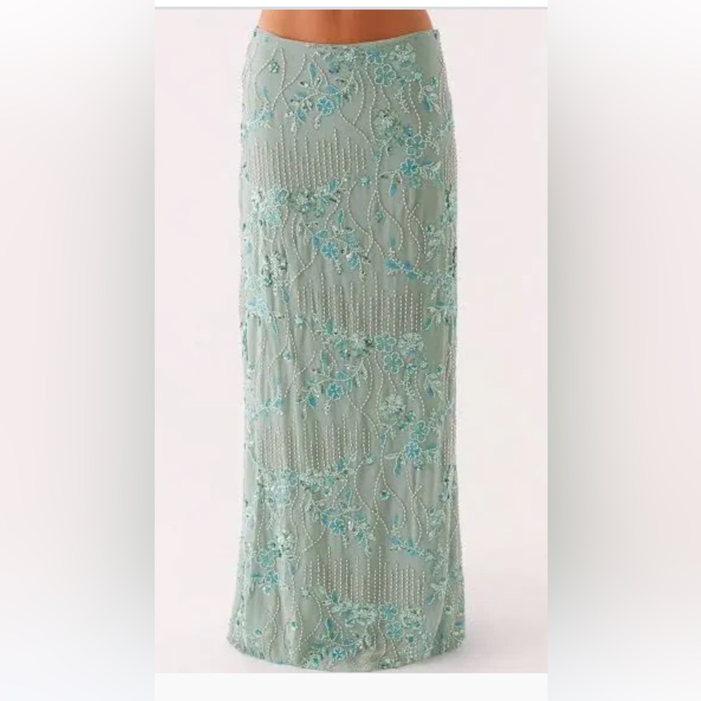 Peppermayo Green Floral Maxi Skirt